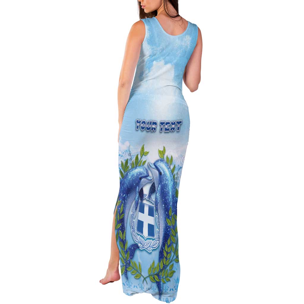 Personalized Greece Tank Maxi Dress Dolphins And Symbol - Wonder Print Shop