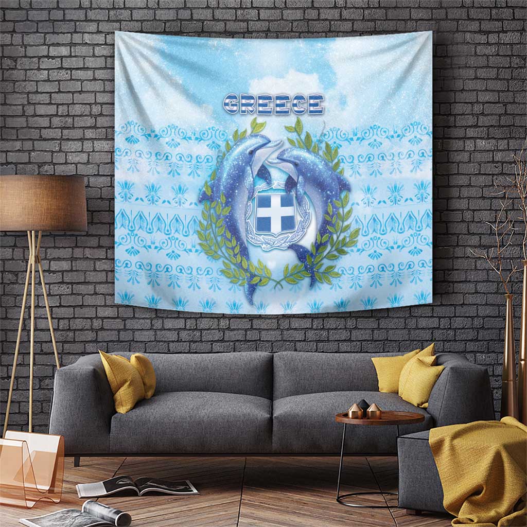 Greece Tapestry Dolphins And Symbol - Wonder Print Shop