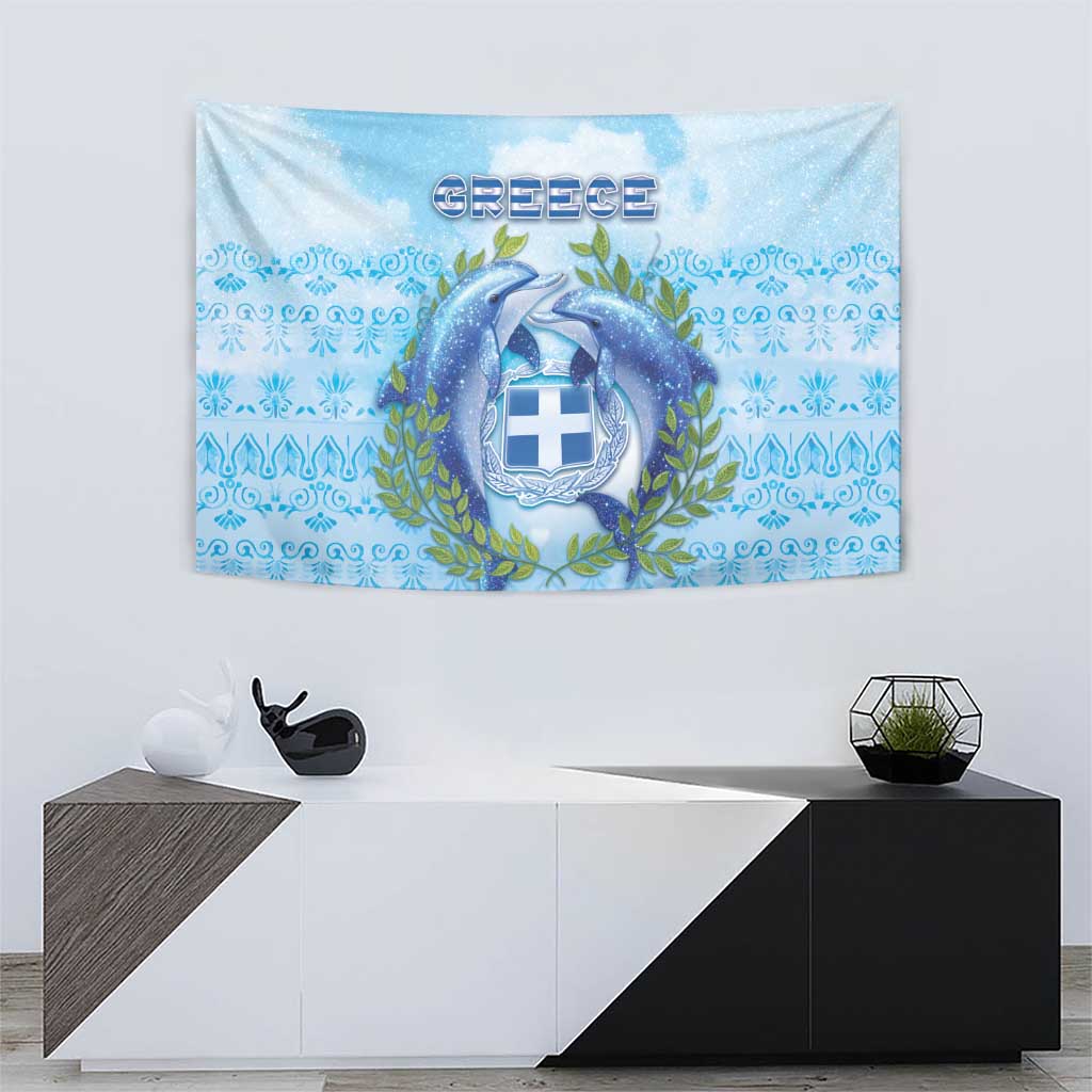 Greece Tapestry Dolphins And Symbol - Wonder Print Shop