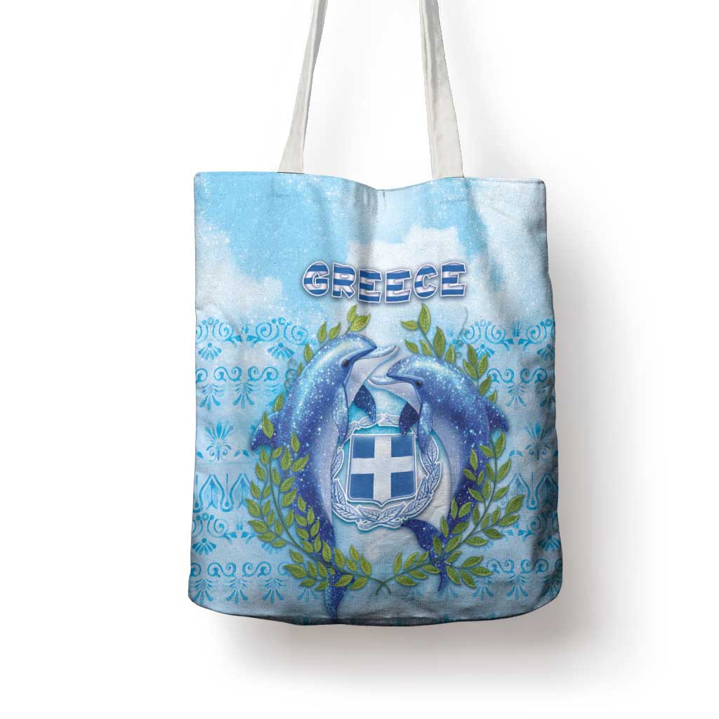 Greece Tote Bag Dolphins And Symbol - Wonder Print Shop