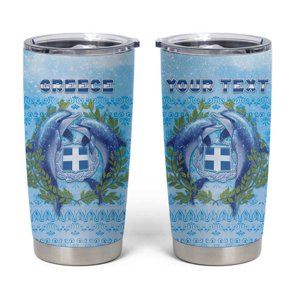 Personalized Greece Tumbler Cup Dolphins And Symbol - Wonder Print Shop