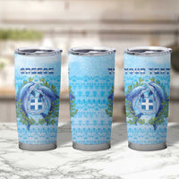 Personalized Greece Tumbler Cup Dolphins And Symbol - Wonder Print Shop