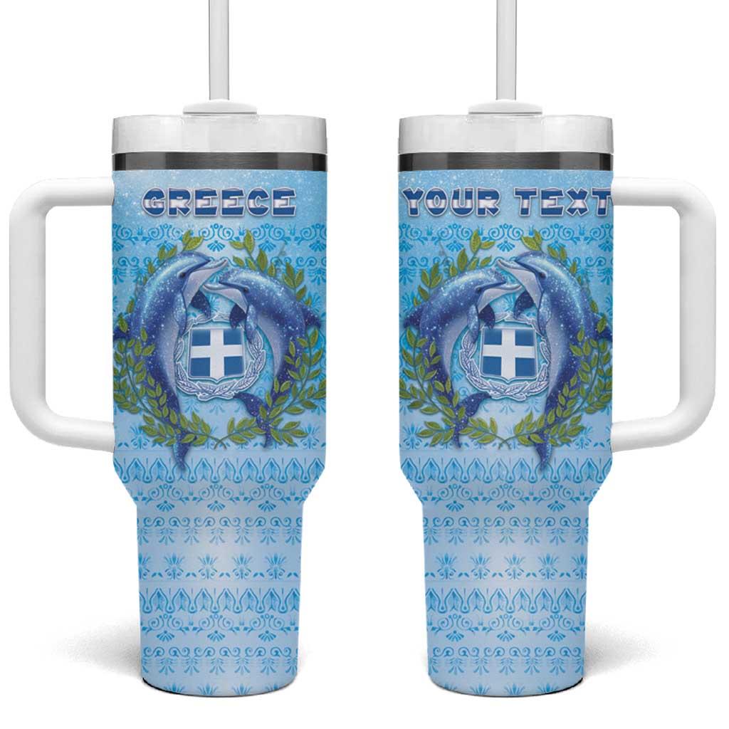Personalized Greece Tumbler With Handle Dolphins And Symbol - Wonder Print Shop