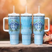 Personalized Greece Tumbler With Handle Dolphins And Symbol - Wonder Print Shop