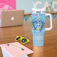 Personalized Greece Tumbler With Handle Dolphins And Symbol - Wonder Print Shop