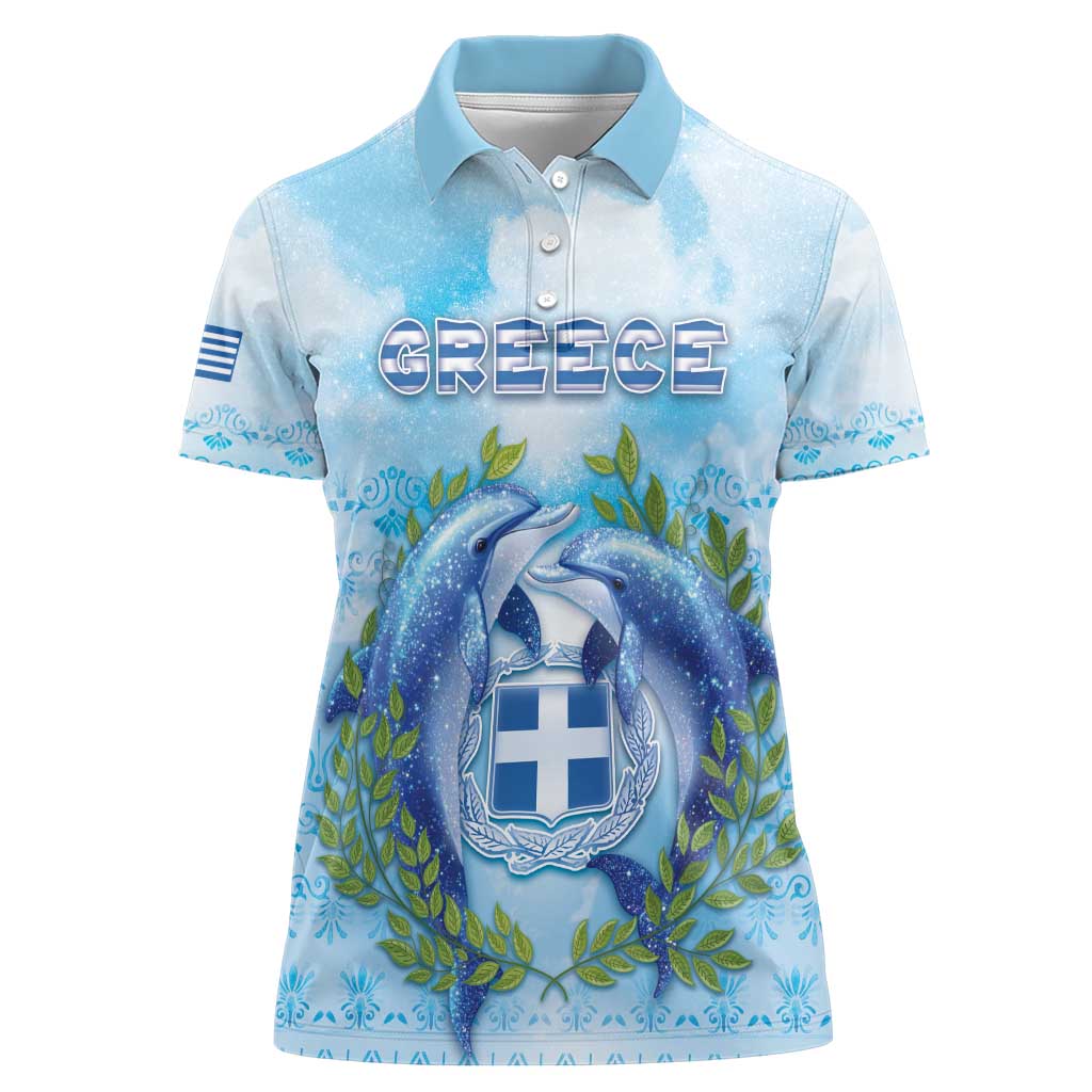 Personalized Greece Women Polo Shirt Dolphins And Symbol - Wonder Print Shop