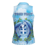 Personalized Greece Women Sleeveless Polo Shirt Dolphins And Symbol - Wonder Print Shop