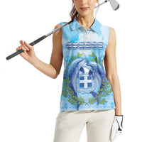 Personalized Greece Women Sleeveless Polo Shirt Dolphins And Symbol - Wonder Print Shop
