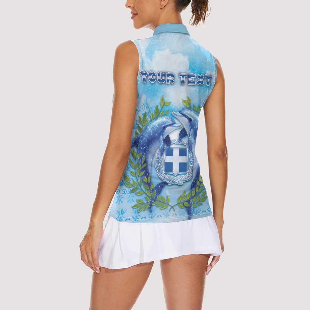 Personalized Greece Women Sleeveless Polo Shirt Dolphins And Symbol - Wonder Print Shop