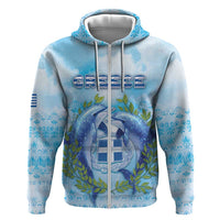 Personalized Greece Zip Hoodie Dolphins And Symbol - Wonder Print Shop