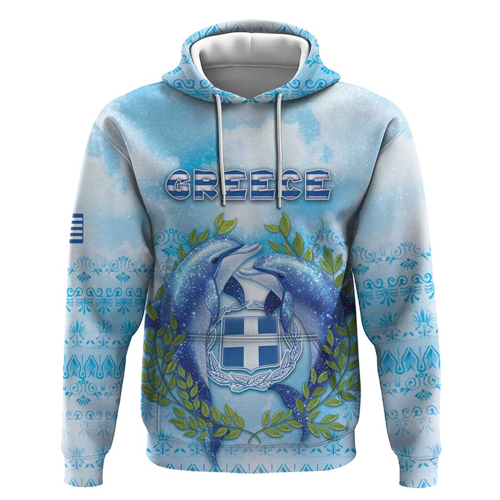 Personalized Greece Zip Hoodie Dolphins And Symbol - Wonder Print Shop