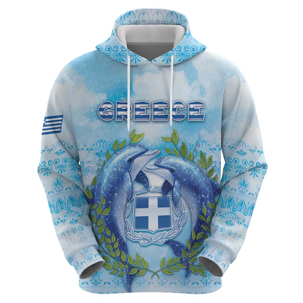 Personalized Greece Zip Hoodie Dolphins And Symbol - Wonder Print Shop