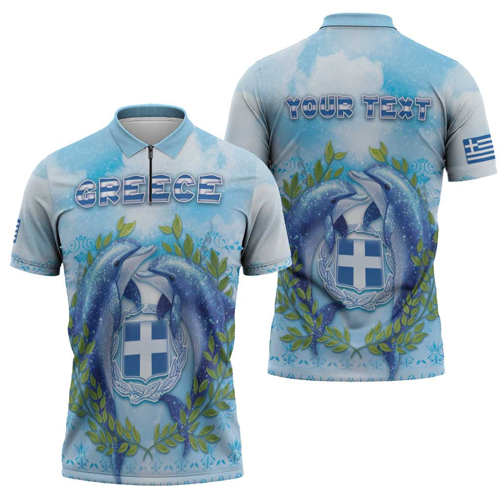 Personalized Greece Zipper Polo Shirt Dolphins And Symbol - Wonder Print Shop