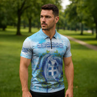 Personalized Greece Zipper Polo Shirt Dolphins And Symbol - Wonder Print Shop