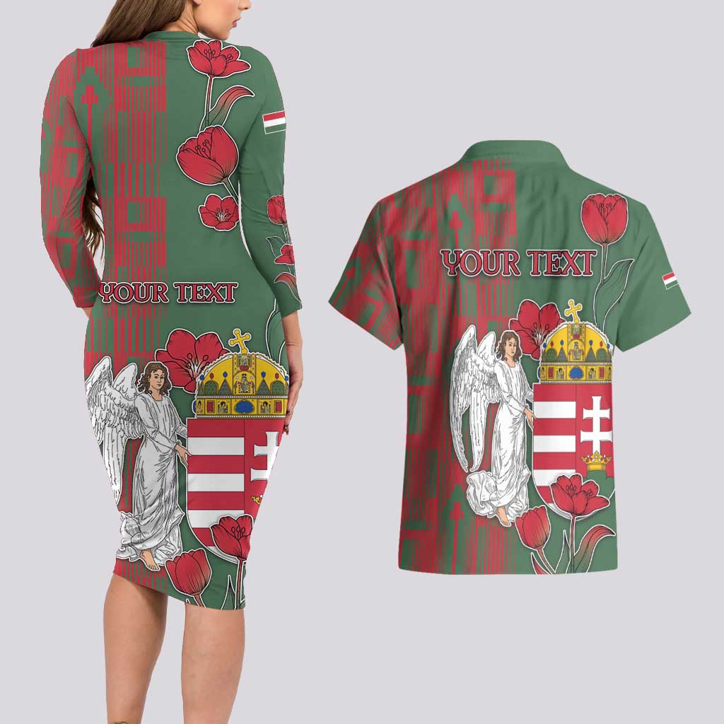 Personalized Hungary Couples Matching Long Sleeve Bodycon Dress and Hawaiian Shirt Coat Of Arms 1896 - Wonder Print Shop