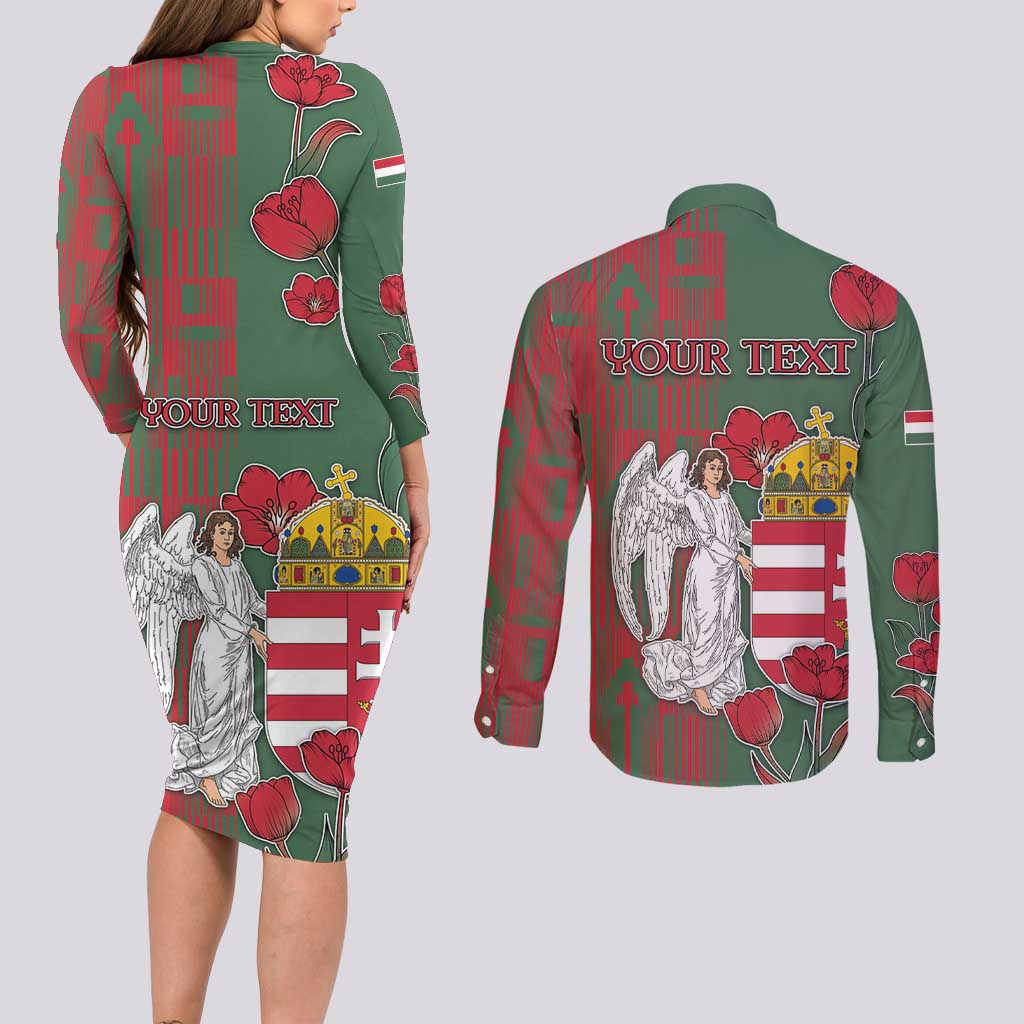 Personalized Hungary Couples Matching Long Sleeve Bodycon Dress and Long Sleeve Button Shirt Coat Of Arms 1896 - Wonder Print Shop
