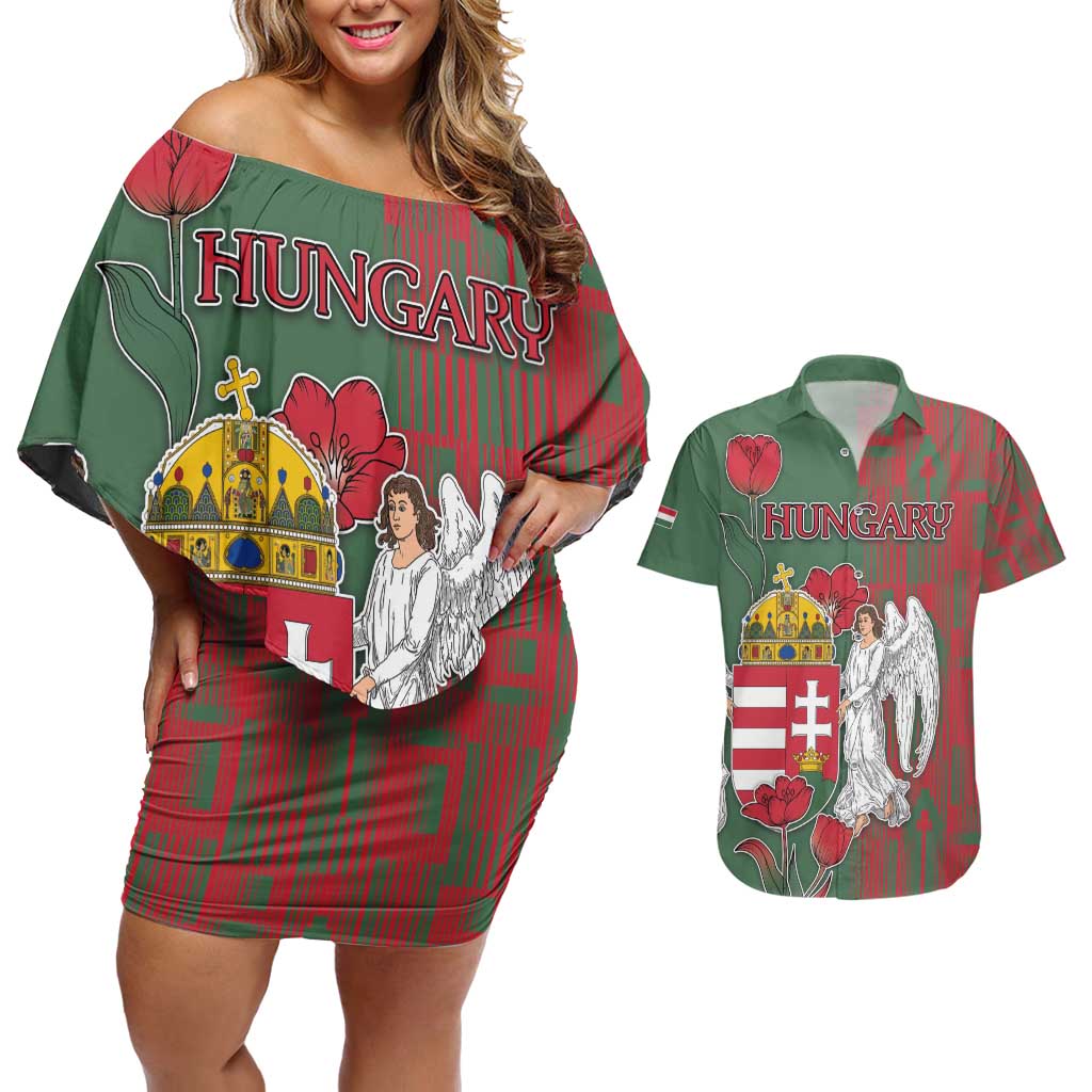 Personalized Hungary Couples Matching Off Shoulder Short Dress and Hawaiian Shirt Coat Of Arms 1896 - Wonder Print Shop