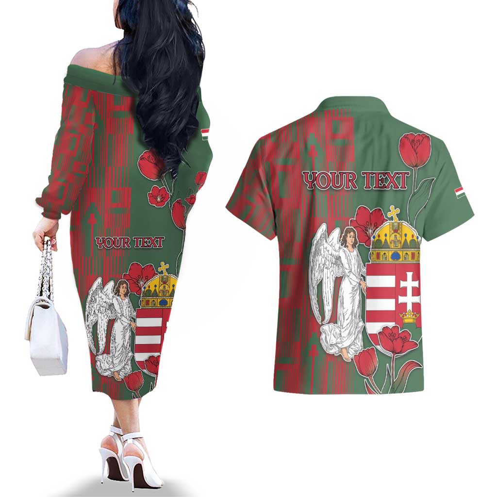 Personalized Hungary Couples Matching Off The Shoulder Long Sleeve Dress and Hawaiian Shirt Coat Of Arms 1896 - Wonder Print Shop