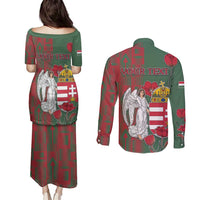 Personalized Hungary Couples Matching Puletasi and Long Sleeve Button Shirt Coat Of Arms 1896 - Wonder Print Shop