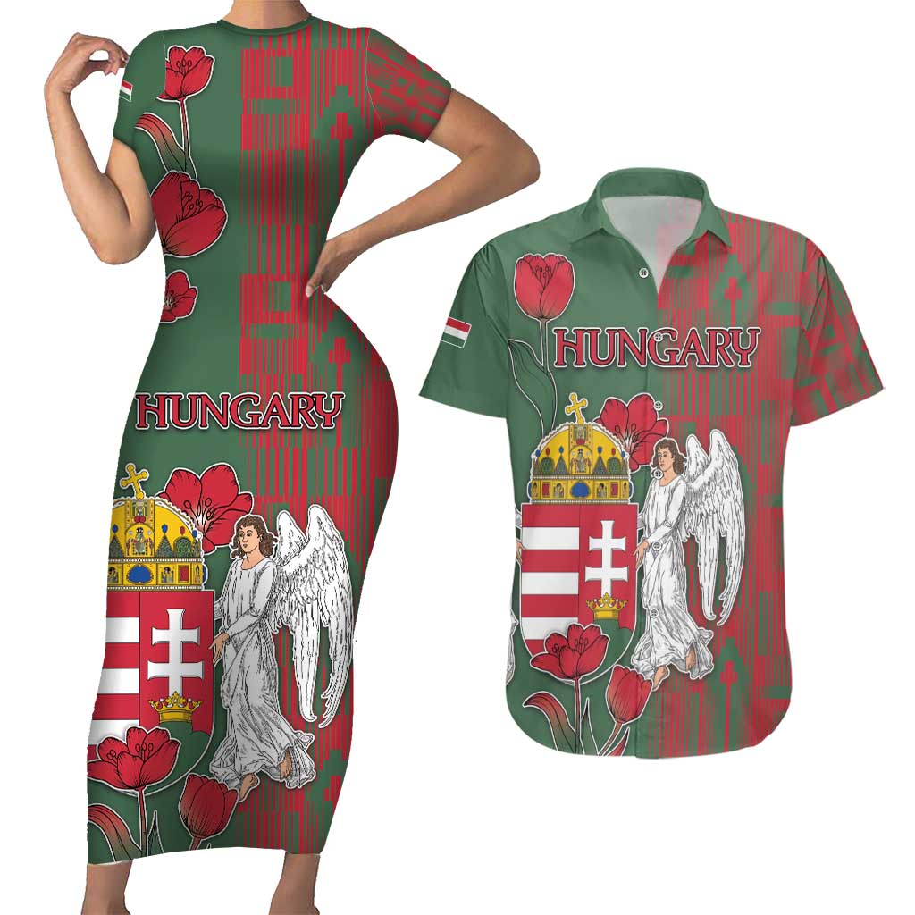 Personalized Hungary Couples Matching Short Sleeve Bodycon Dress and Hawaiian Shirt Coat Of Arms 1896 - Wonder Print Shop