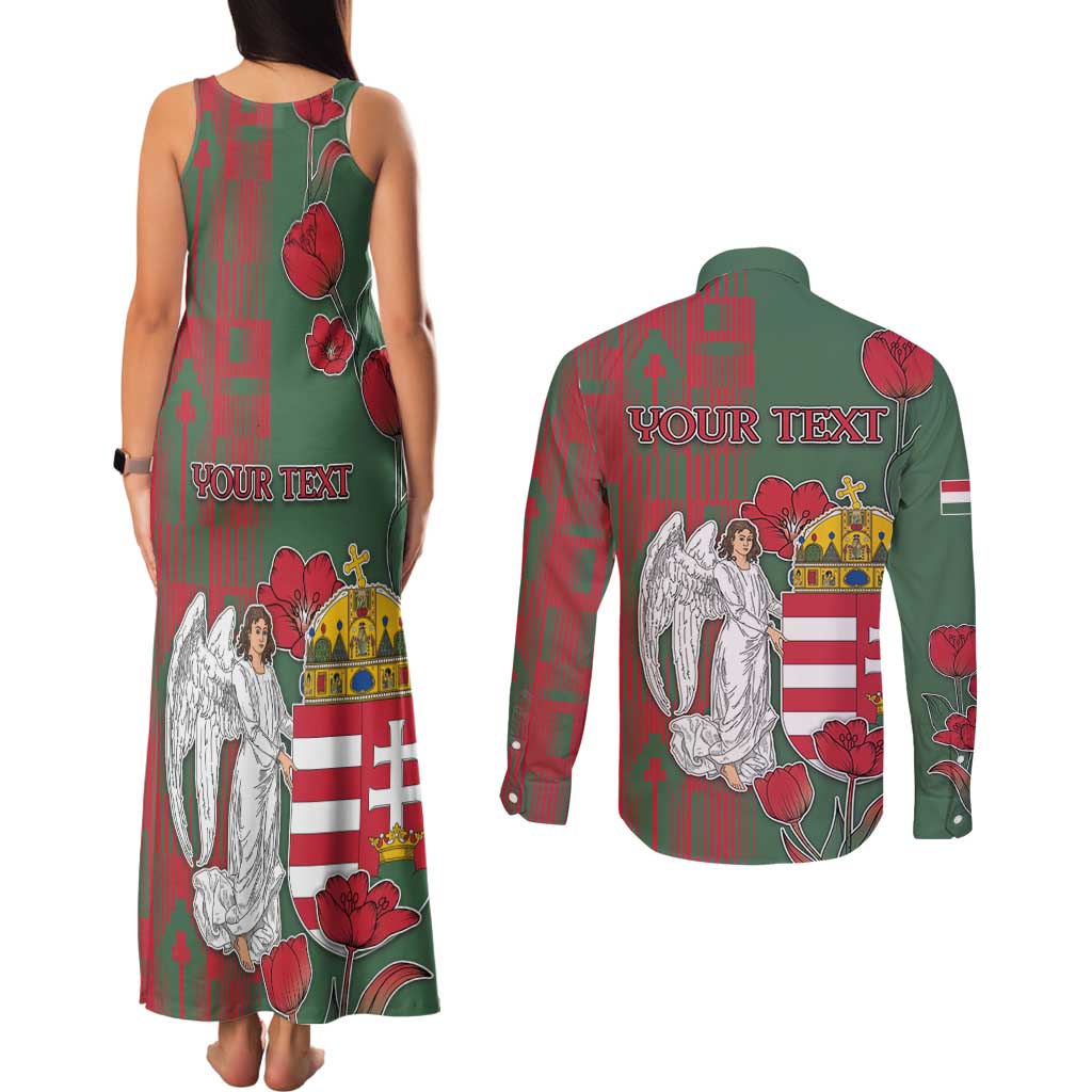 Personalized Hungary Couples Matching Tank Maxi Dress and Long Sleeve Button Shirt Coat Of Arms 1896 - Wonder Print Shop