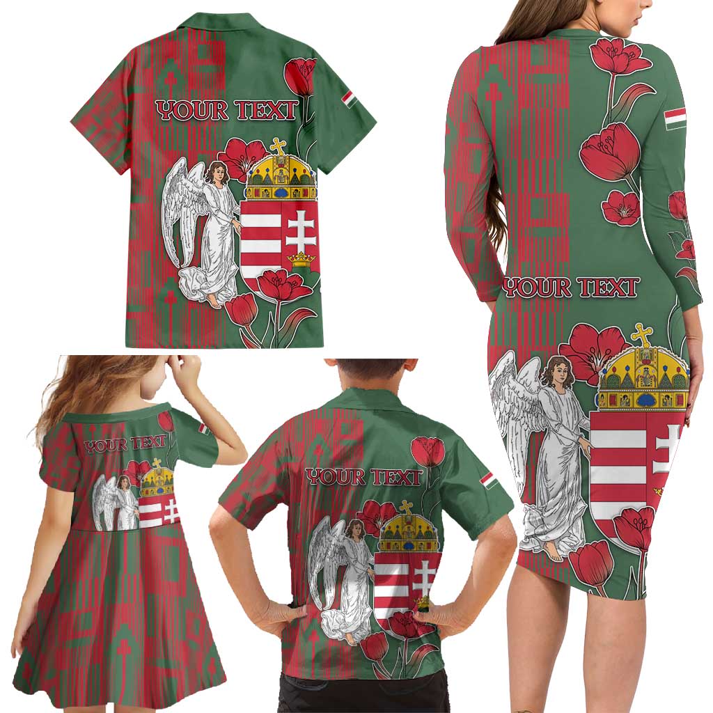 Personalized Hungary Family Matching Long Sleeve Bodycon Dress and Hawaiian Shirt Coat Of Arms 1896 - Wonder Print Shop