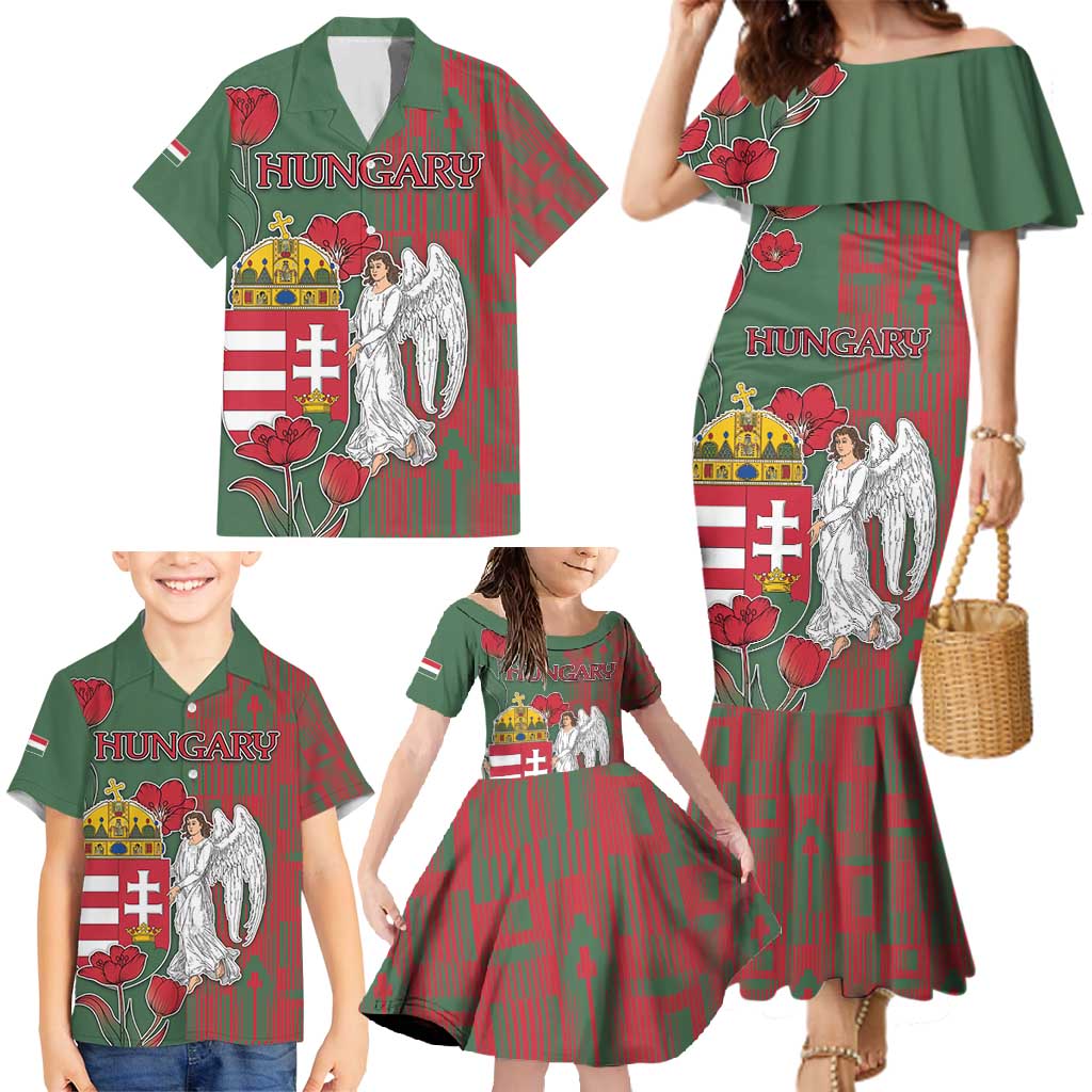 Personalized Hungary Family Matching Mermaid Dress and Hawaiian Shirt Coat Of Arms 1896 - Wonder Print Shop