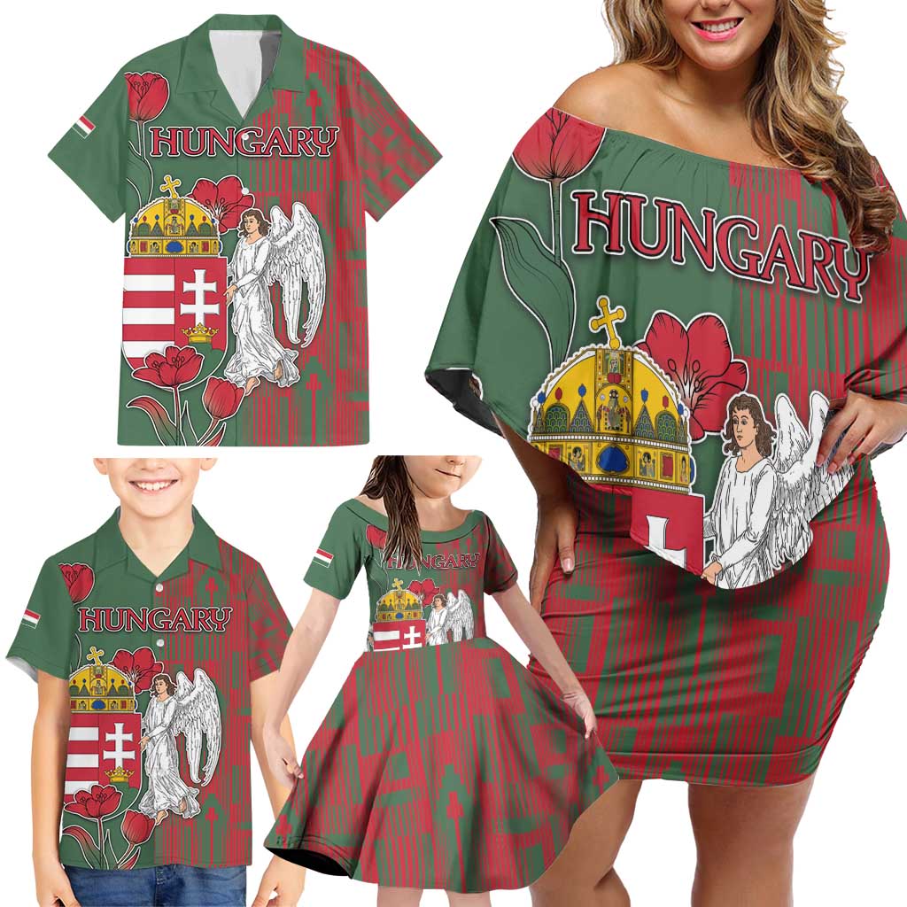 Personalized Hungary Family Matching Off Shoulder Short Dress and Hawaiian Shirt Coat Of Arms 1896 - Wonder Print Shop