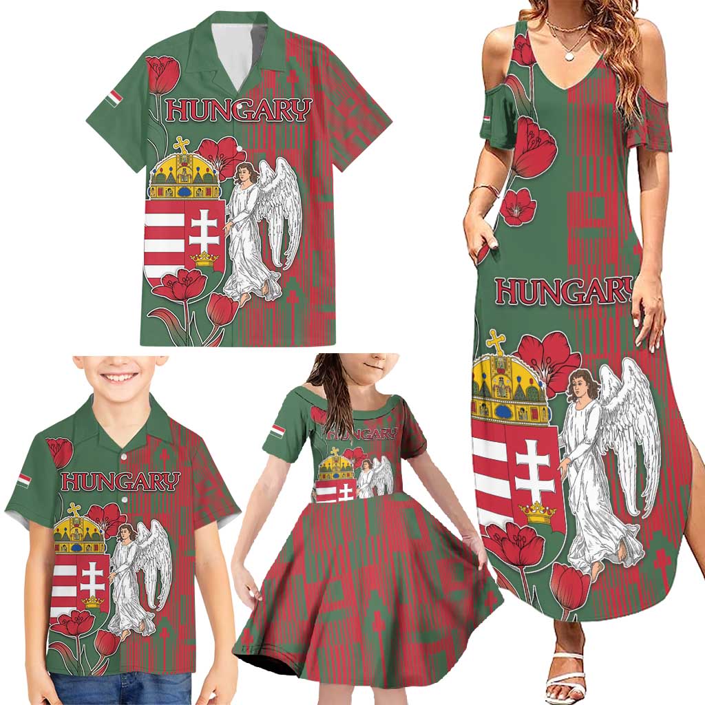 Personalized Hungary Family Matching Summer Maxi Dress and Hawaiian Shirt Coat Of Arms 1896 - Wonder Print Shop