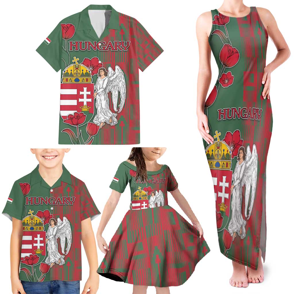 Personalized Hungary Family Matching Tank Maxi Dress and Hawaiian Shirt Coat Of Arms 1896 - Wonder Print Shop