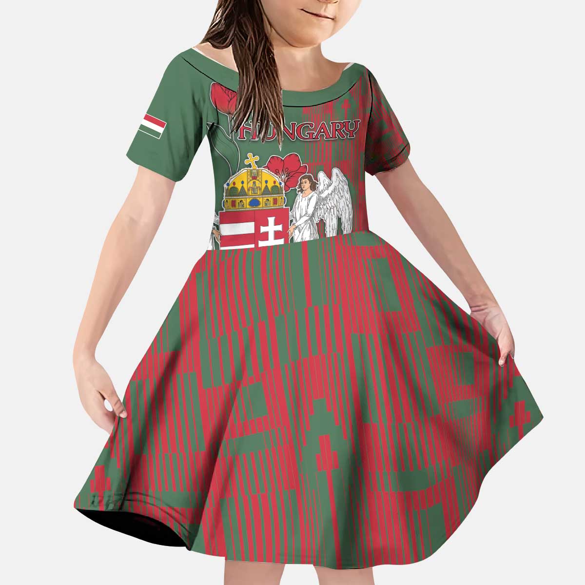 Personalized Hungary Kid Short Sleeve Dress Coat Of Arms 1896 - Wonder Print Shop