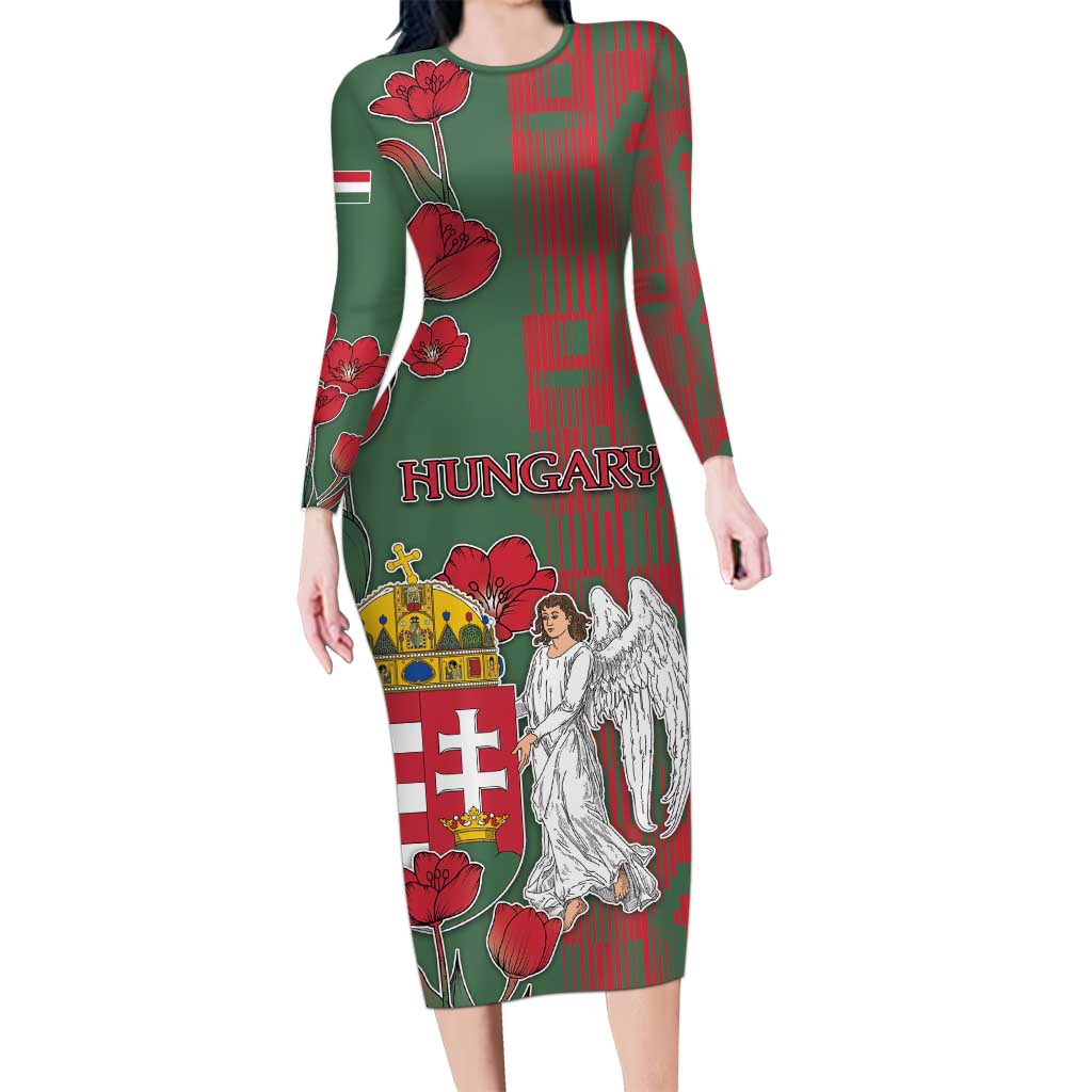 Personalized Hungary Long Sleeve Bodycon Dress Coat Of Arms 1896 - Wonder Print Shop