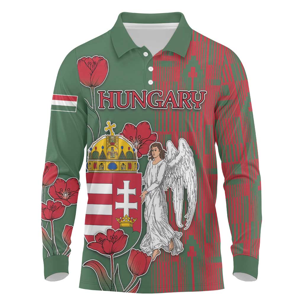 Personalized Hungary Long Sleeve Polo Shirt Coat Of Arms 1896 - Wonder Print Shop