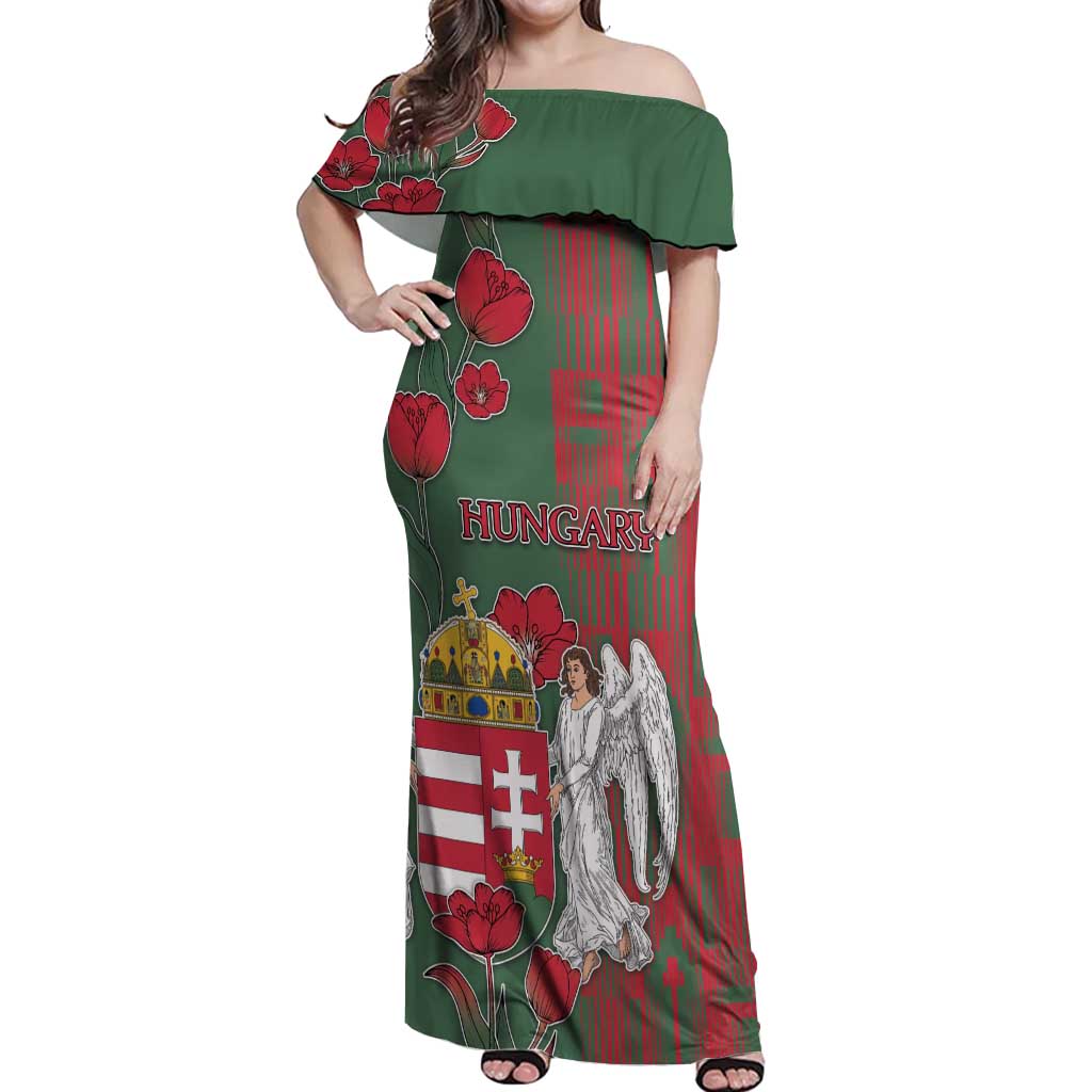 Personalized Hungary Off Shoulder Maxi Dress Coat Of Arms 1896 - Wonder Print Shop