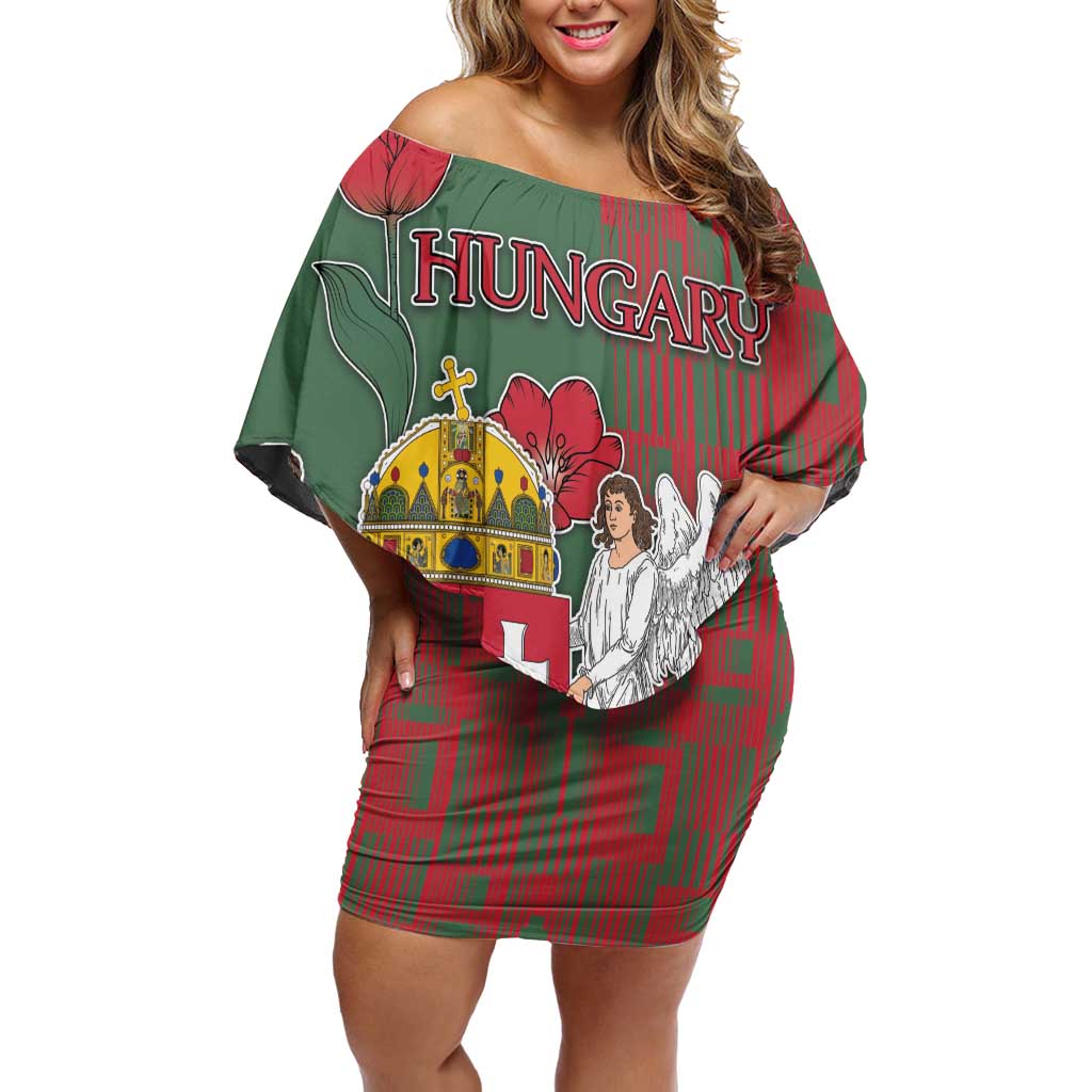 Personalized Hungary Off Shoulder Short Dress Coat Of Arms 1896 - Wonder Print Shop