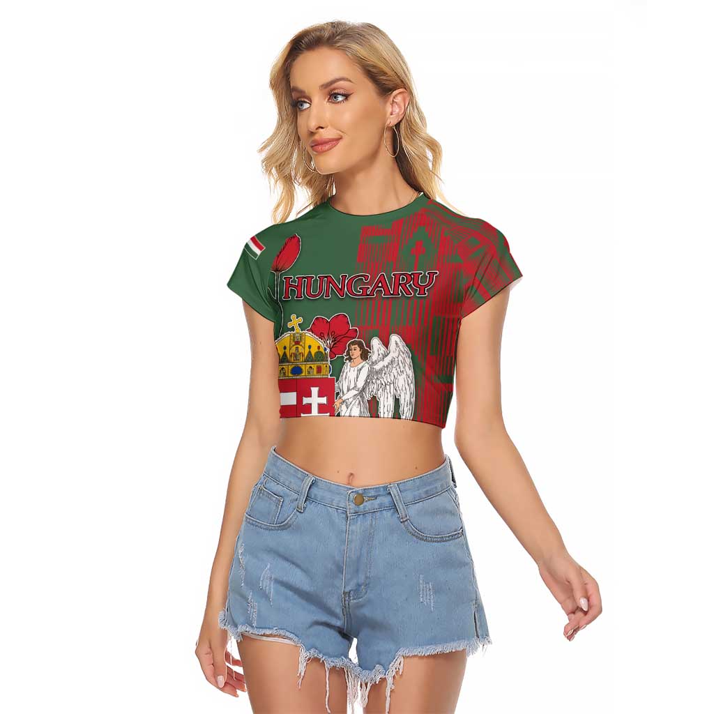 Personalized Hungary Raglan Cropped T Shirt Coat Of Arms 1896 - Wonder Print Shop