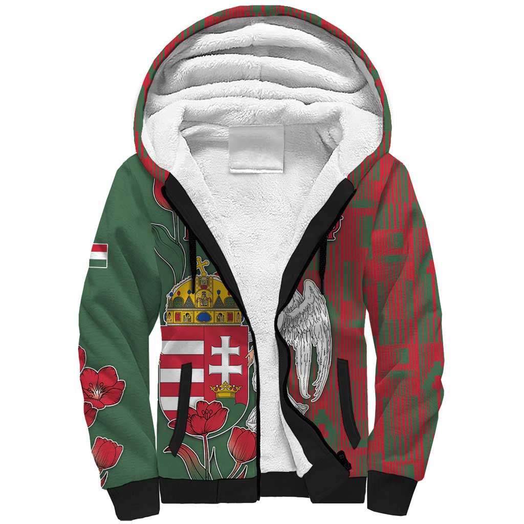 Personalized Hungary Sherpa Hoodie Coat Of Arms 1896 - Wonder Print Shop