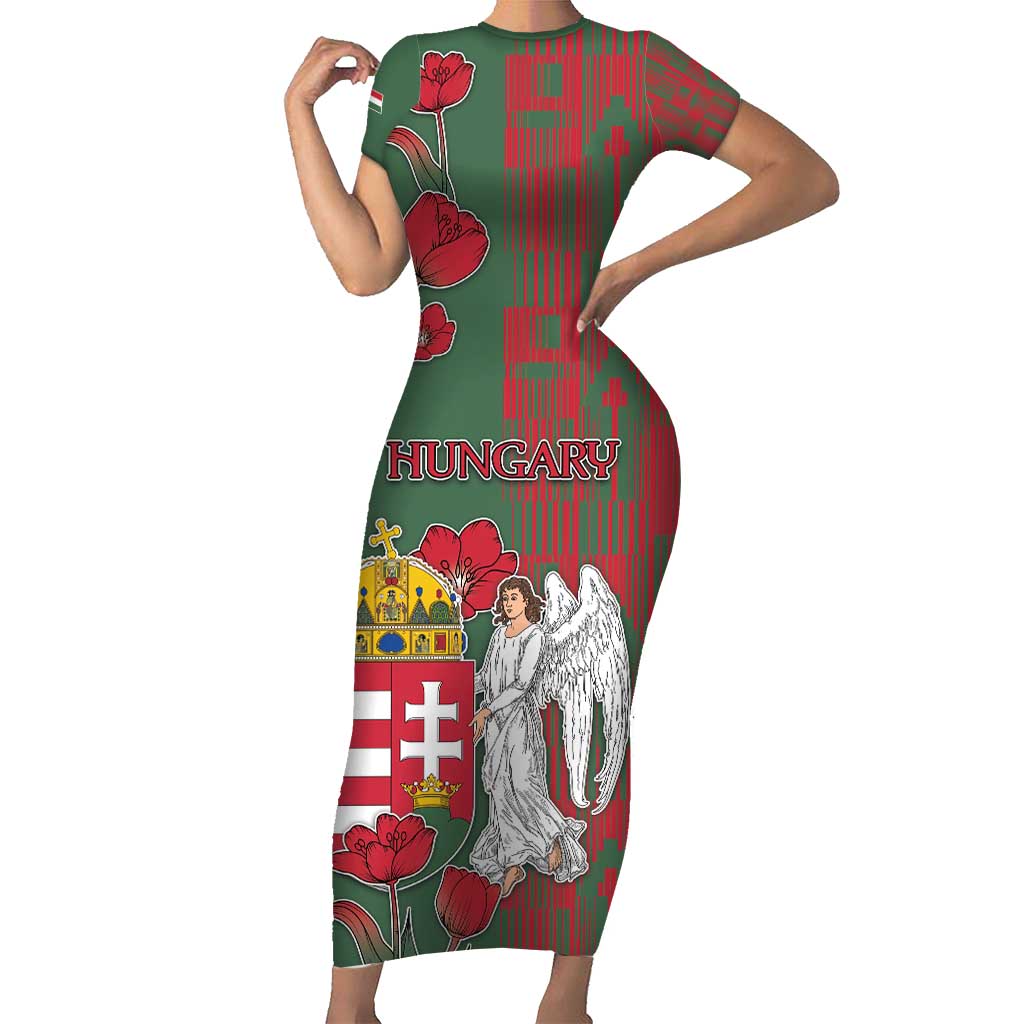 Personalized Hungary Short Sleeve Bodycon Dress Coat Of Arms 1896 - Wonder Print Shop