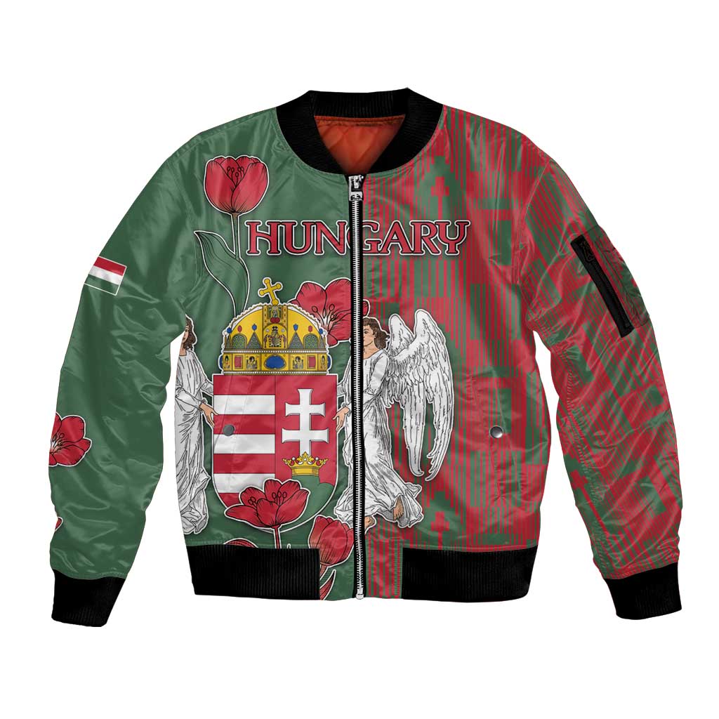 Personalized Hungary Sleeve Zip Bomber Jacket Coat Of Arms 1896 - Wonder Print Shop