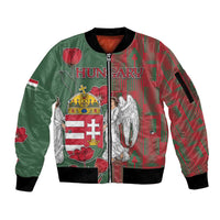 Personalized Hungary Sleeve Zip Bomber Jacket Coat Of Arms 1896 - Wonder Print Shop