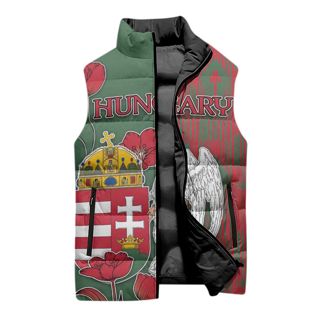 Personalized Hungary Sleeveless Puffer Jacket Coat Of Arms 1896 - Wonder Print Shop