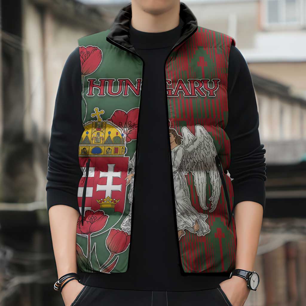 Personalized Hungary Sleeveless Puffer Jacket Coat Of Arms 1896 - Wonder Print Shop