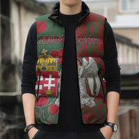 Personalized Hungary Sleeveless Puffer Jacket Coat Of Arms 1896 - Wonder Print Shop