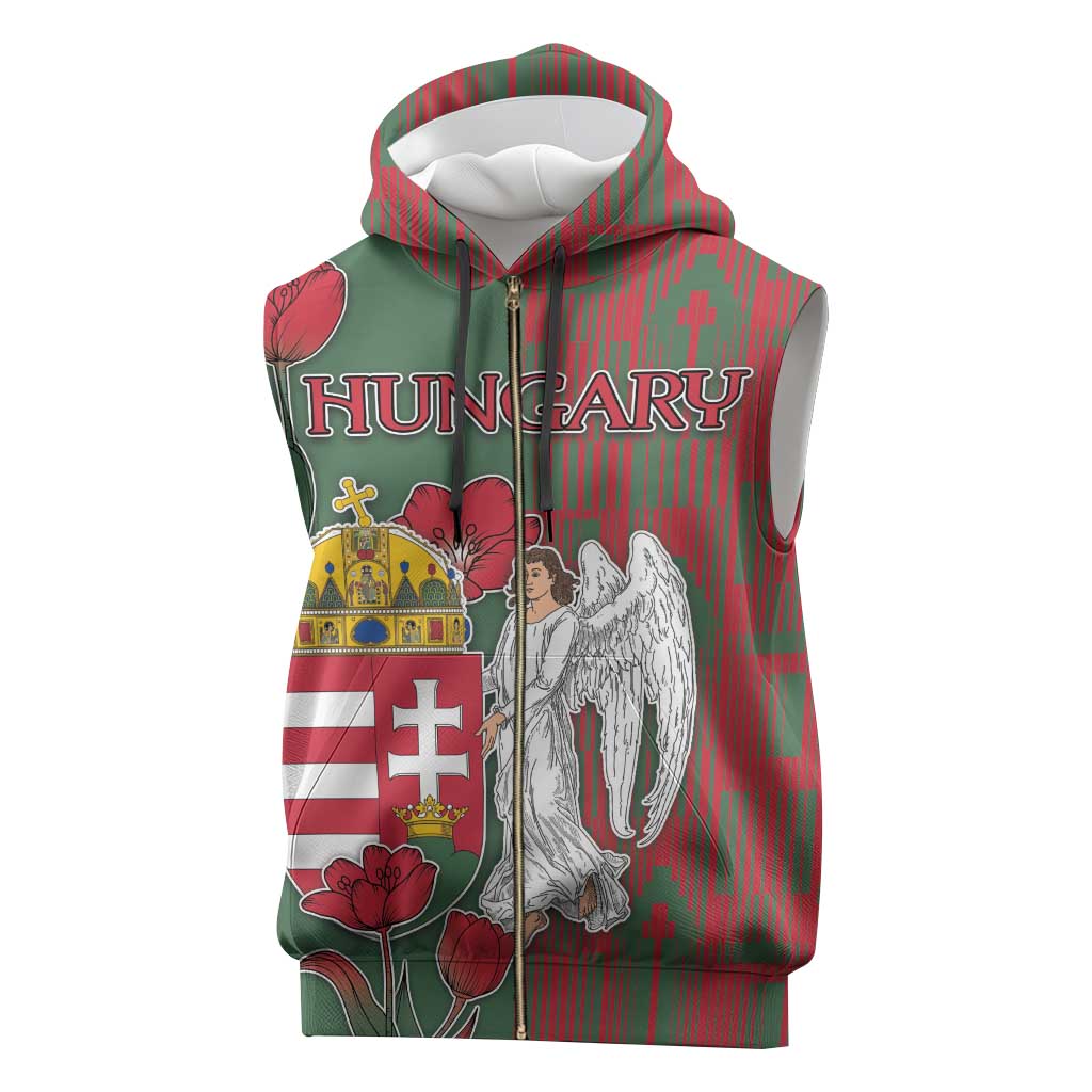 Personalized Hungary Sleeveless Zip Hoodie Coat Of Arms 1896 - Wonder Print Shop