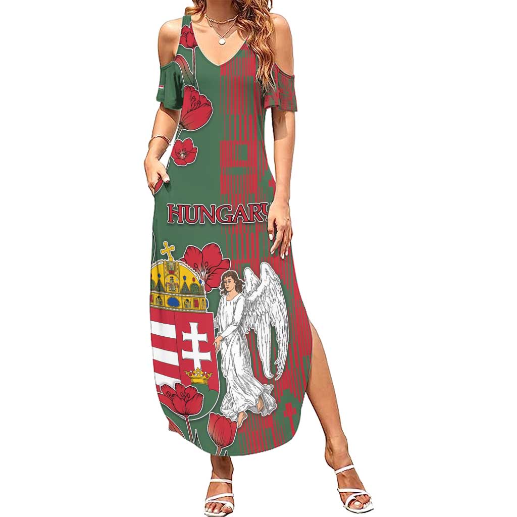 Personalized Hungary Summer Maxi Dress Coat Of Arms 1896 - Wonder Print Shop
