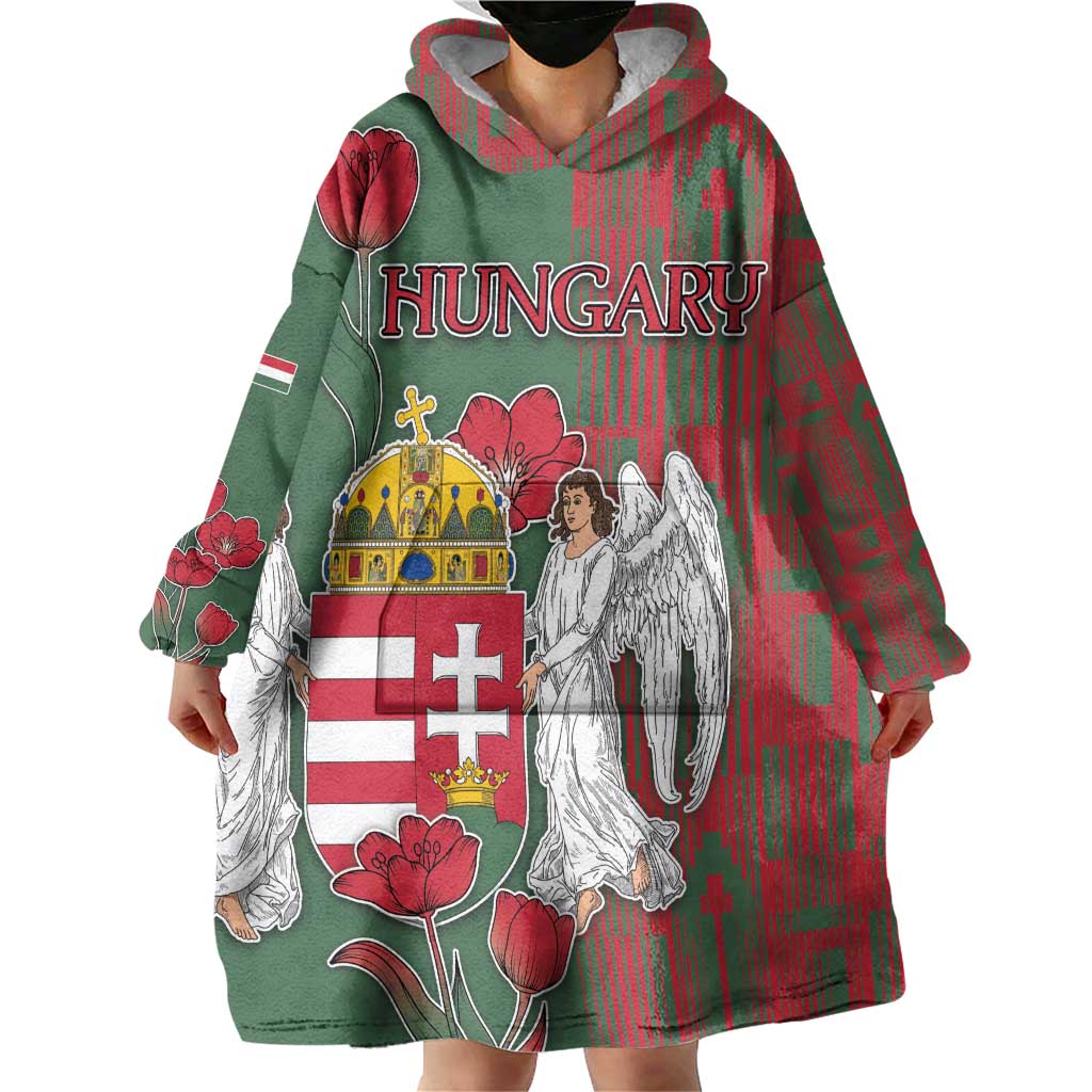 Personalized Hungary Wearable Blanket Hoodie Coat Of Arms 1896 - Wonder Print Shop