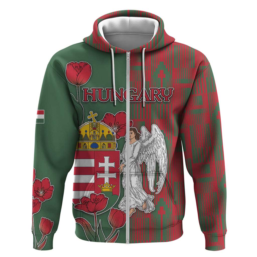 Personalized Hungary Zip Hoodie Coat Of Arms 1896 - Wonder Print Shop