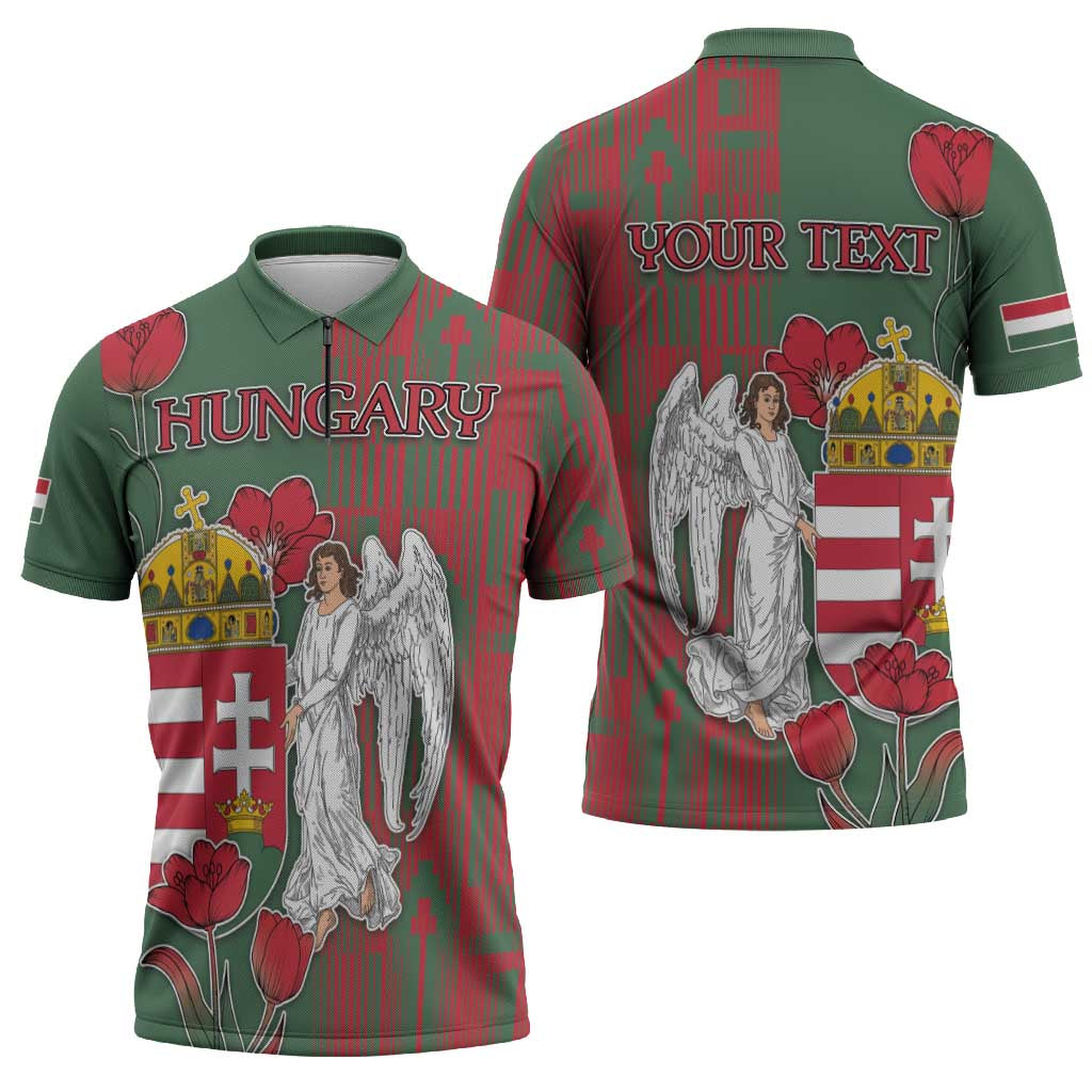 Personalized Hungary Zipper Polo Shirt Coat Of Arms 1896 - Wonder Print Shop