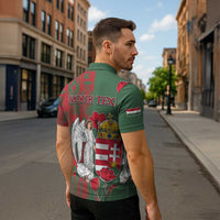 Personalized Hungary Zipper Polo Shirt Coat Of Arms 1896 - Wonder Print Shop