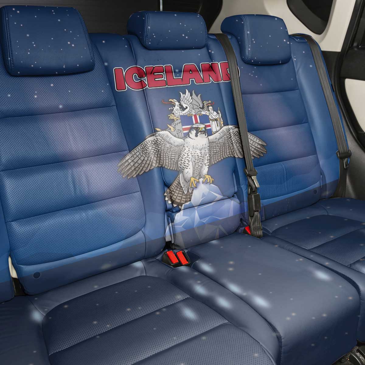 Iceland Back Car Seat Cover The Gyrfalcon With Symbol - Wonder Print Shop